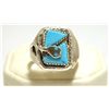 Image 1 : Navajo Turquoise Sterling Silver Snake Men's Ring - Effie Calavaza