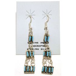 Zuni Turquoise Sterling Silver French Hook Earrings - Iva Lasiloo