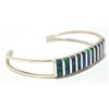 Image 2 : Zuni Ocean Blue Opal Inlay Sterling Silver Cuff Bracelet - Cheryl Siutza