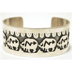 Navajo Sterling Silver Buffalo Cuff Bracelet - Sharon Cisco
