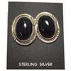 Image 1 : Navajo Onyx Sterling Silver Post Earrings - Herman Lee
