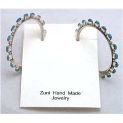Zuni Turquoise Dotted 3/4 Ring Earrings