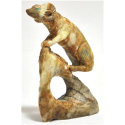 Zuni Picasso Marble Mountain Goat / Ram on Perch Fetish - Colin Weeka