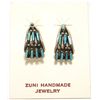 Image 1 : Zuni Turquoise Needlepoint Sterling Silver Half-Ring Post Earrings - Stewart Lowsayatee