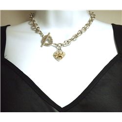 Pre-Owned 12k Gold Crown Sterling Silver .925 Heart Link Necklace _- Tiffany & Co. - 15" 72.9g