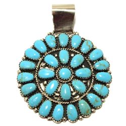 Navajo Turquoise Cluster Sterling Silver Pendant - Juliana Williams
