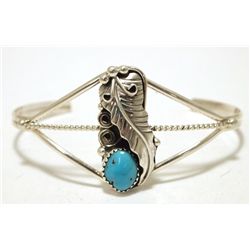 Navajo Turquoise Sterling Silver Cuff Bracelet - Ronnie Martinez