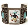 Image 1 : Vintage Old Pawn Zuni Multi-Stone Inlay Kachina Sterling Silver Cuff Bracelet - AA Panteah 1969