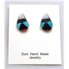 Image 1 : Zuni Multi-Stone Inlay Curved Sterling Silver Post Earrings - Leif Esalio