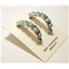 Image 2 : Zuni Turquoise Sterling Silver Half-Ring Post Earrings - Lorena Edaakie