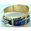 Image 4 : Navajo Multi-Stone Inlay Bear 14k Gold Link/Cuff Bracelet - Julian Arviso
