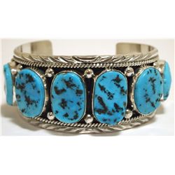 Navajo Sleeping Beauty Turquoise Sterling Silver Cuff Bracelet - Mary Ann Spencer