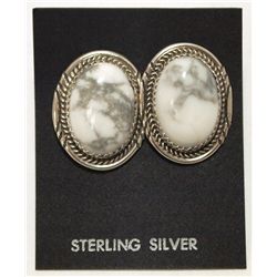 Navajo Howlite Sterling Silver Post Earrings - Herman Lee