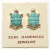 Image 1 : Zuni Turquoise Inlay Sterling Silver Turtle Post Earrings - Marlena Hoee