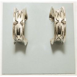 Navajo Sterling Silver Large Inverted Half-Ring Post Earrings - Rhonda Largo