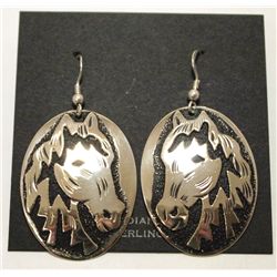 Navajo Sterling Silver Horse French Hook Earrings - Richard Singer