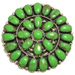 Navajo Green Turquoise Cluster Sterling Silver Pendant & Pin - Juliana Williams