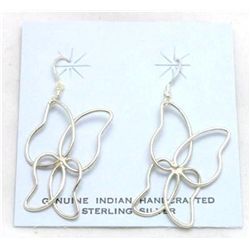 Navajo Sterling Silver Wire Butterfly French Hook Earrings - Tina Largo