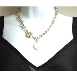 Pre-Owned Sterling Silver .925 Heart Link Necklace _- Tiffany & Co. - 17.5" 84.1g