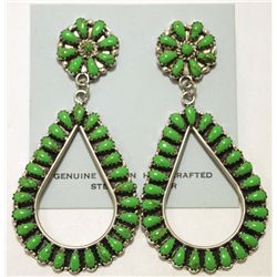 Navajo Green Turquoise Sterling Silver Post Earrings - Rosanna Williams