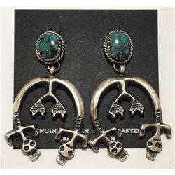 Navajo Turquoise Sterling Silver Post Earrings - Albert J Brown