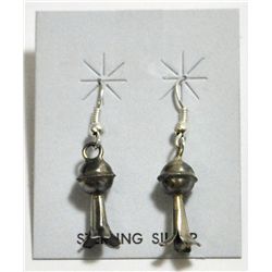 Navajo Squash Blossom Sterling Silver French Hook Earrings - Phil & Lenore Garcia
