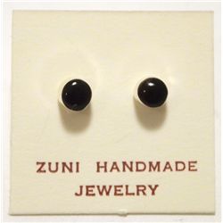 Zuni Onyx Sterling Silver Dot Post Earrings - Wiston Kalestewa