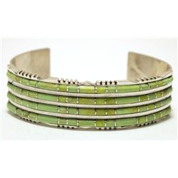 Zuni Gaspeite Overlay Sterling Silver Cuff Bracelet - Sheldon Lalio