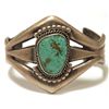 Image 1 : Vintage Old Pawn Navajo Kingman Turquoise Sterling Silver Sand Cast Cuff Bracelet