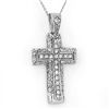 Image 1 : Natural 0.25 ctw Diamond Cross Pendant 10K White Gold