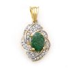 Image 1 : Genuine 3.17 ctw Emerald & Diamond Pendant Yellow Gold