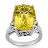 Image 1 : Genuine 12.2 ctw Lemon Topaz & Diamond Ring 14K Gold