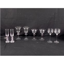 8) Large Fancy Fine Crystal Glasses- Wine and Champagne