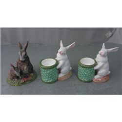 3 Rabbit Figurines, Lefton Wild Hare, Zrike