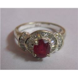 4.610g Ring of Ruby & CZ Sterling Silver