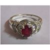 Image 1 : 4.610g Ring of Ruby & CZ Sterling Silver