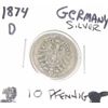 Image 1 : 1874 D SILVER GERMANY 10 PFENNIG *RARE HARD TO FIND*!! COIN CAME OUT OF SAFE BOX!!