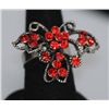 Image 2 : FASHION JEWELRY RED CZ BUTTERFLY SHAPED BRASS RING