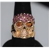 Image 1 : FASHION JEWELRY PURPLE CZ SKULL SHAPED BRASS RING
