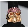 Image 2 : FASHION JEWELRY PURPLE CZ SKULL SHAPED BRASS RING