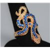 Image 1 : FASHION JEWELRY BLUE AND RED CZ SNAKE BRASS RING