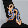 Image 2 : FASHION JEWELRY BLUE AND RED CZ SNAKE BRASS RING