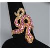 Image 1 : FASHION JEWELRY PINK AND RED CZ SNAKE BRASS RING