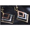 Image 2 : TRI-COLOR SQUARE DANGLING EARRING 14K GOLD PLATED