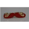 Image 2 : NOVELTY RED MUSTACHE SHAPED DUAL FINGER BRASS RING