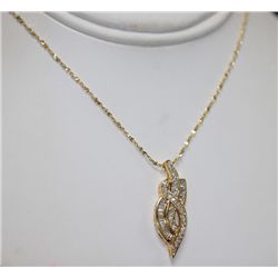 CZ  14K GOLD PLATED NECKLACE AND EARRINGS SET