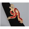 Image 1 : FASHION JEWELRY RED CZ SNAKE BRASS RING