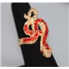 Image 2 : FASHION JEWELRY RED CZ SNAKE BRASS RING