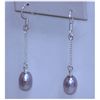 Image 1 : 12.10 CTW PURPLE PEAR DANGLING EARRINGS