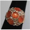 Image 1 : FASHION JEWELRY SYNTHETIC ORANGE STONE AND CZ BRASS RIN